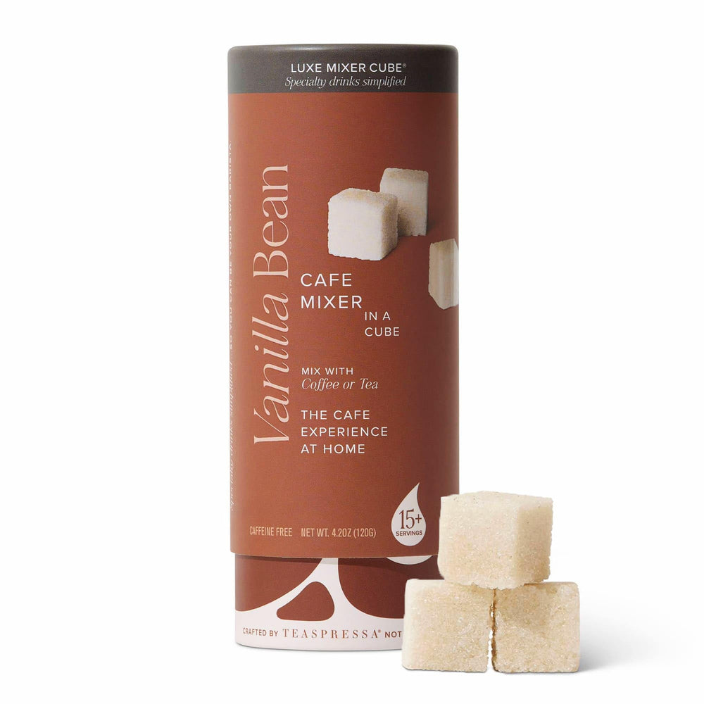 Teaspressa front packaging showing Madagascar vanilla and compact convenience