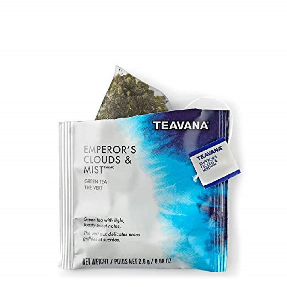 Teavana sachet front packaging showing brand and fresh green tea aroma benefit
