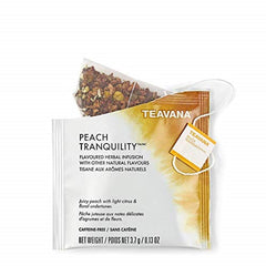 Teavana front box showing 24 sachets and peach imagery for easy storage