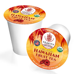Steaming brewed Teavity cup highlighting hibiscus color and comforting warmth