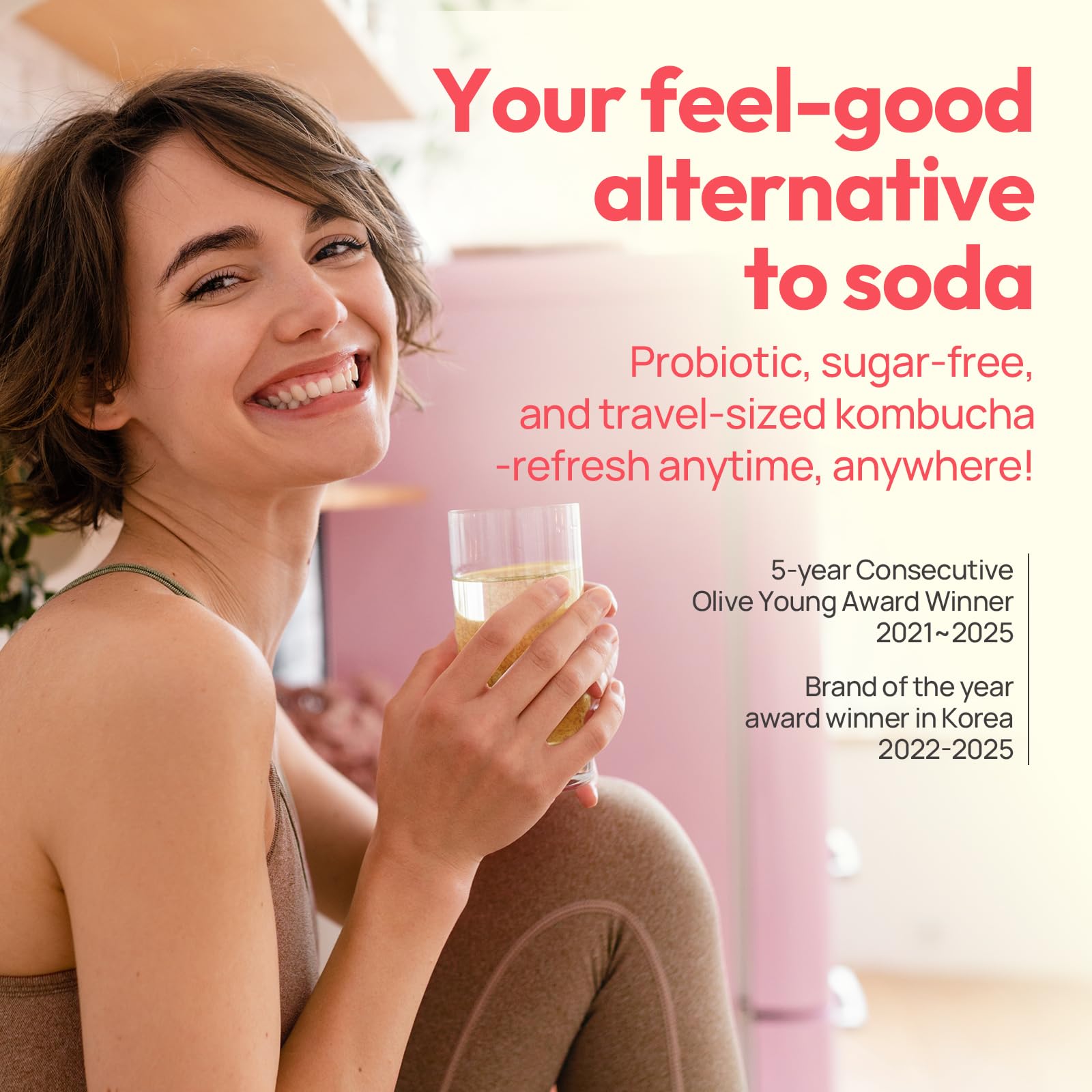 TEAZEN product label close-up showing ingredients, probiotics, and calorie info
