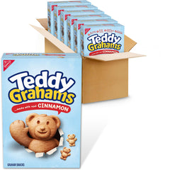 Teddy Grahams front packaging shows box and brand, easy pantry grab benefit
