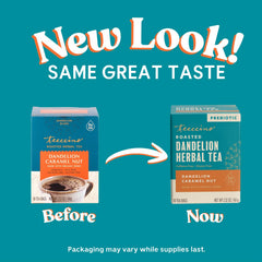 Teeccino brewed cup poured steaming for comforting caffeine-free flavor