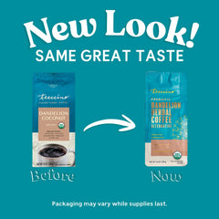 Teeccino open bag with medium-grind brewed substitute visible
