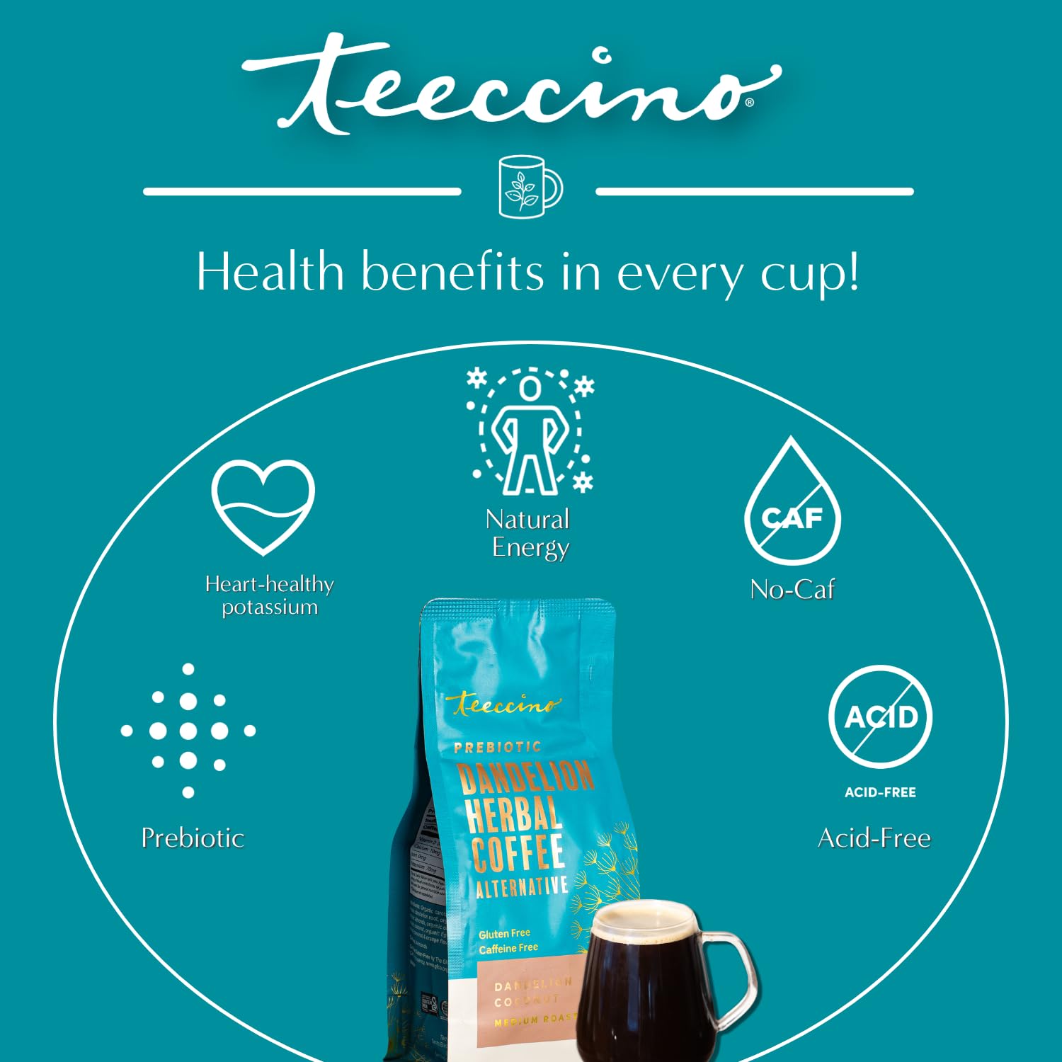 Teeccino brewed in a pour-over demonstrating easy preparation