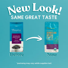 Close-up of Teeccino ground blend texture showing roasted chicory and dandelion, rich aroma