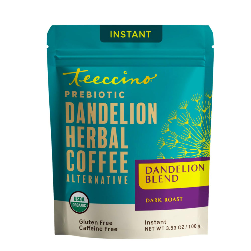 Teeccino front jar showing label and 33 servings for convenience
