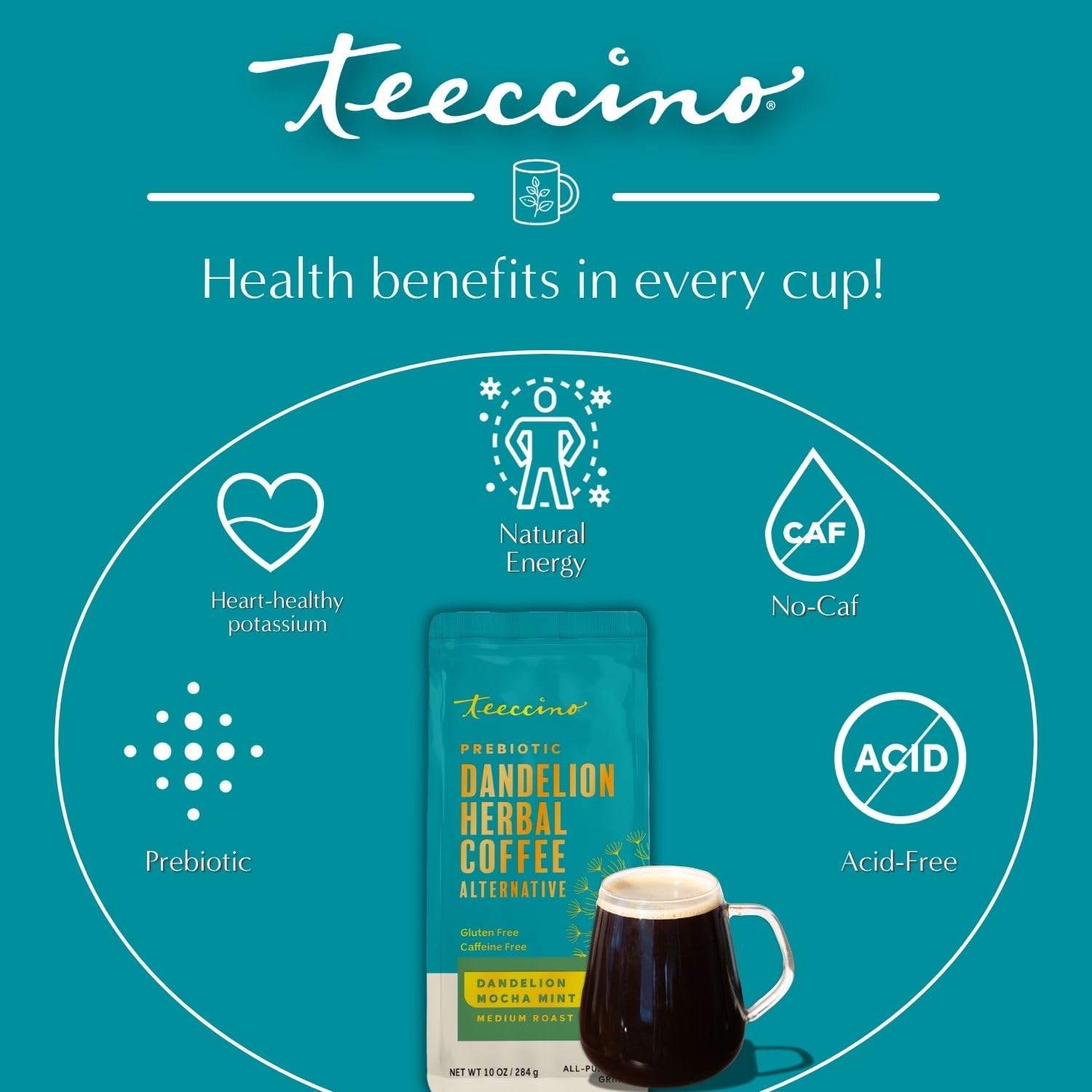 Steamed milk poured into Teeccino latte for creamy texture
