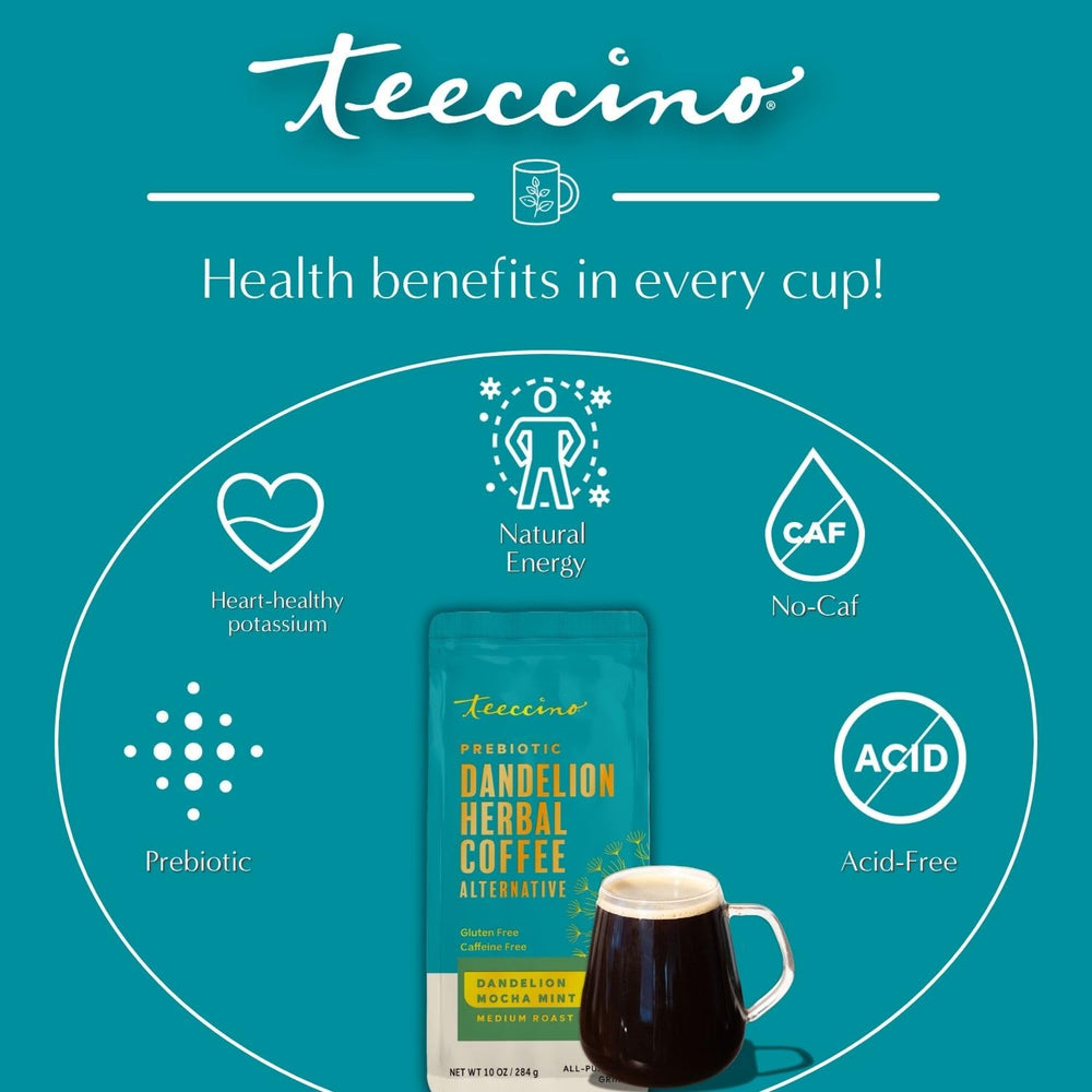 Steamed milk poured into Teeccino latte for creamy texture