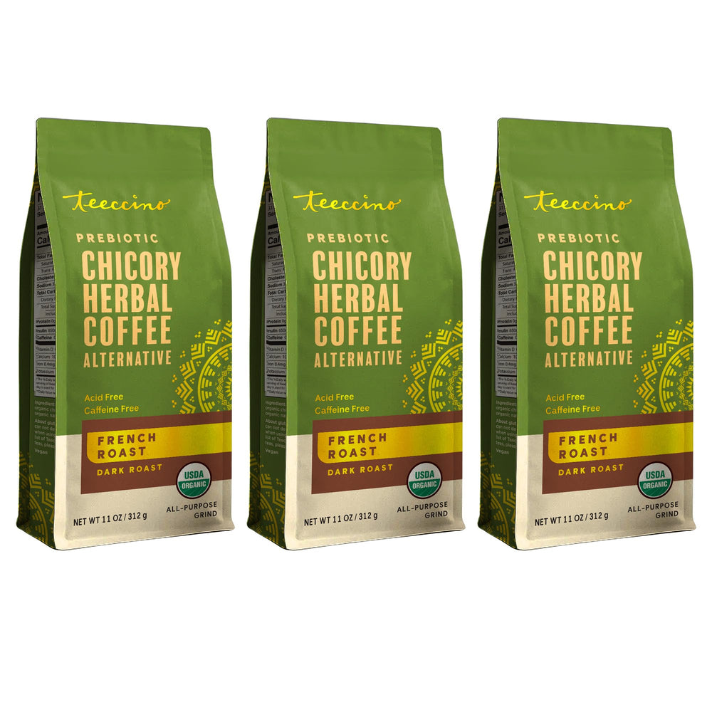 Teeccino front packaging showing product name and benefits