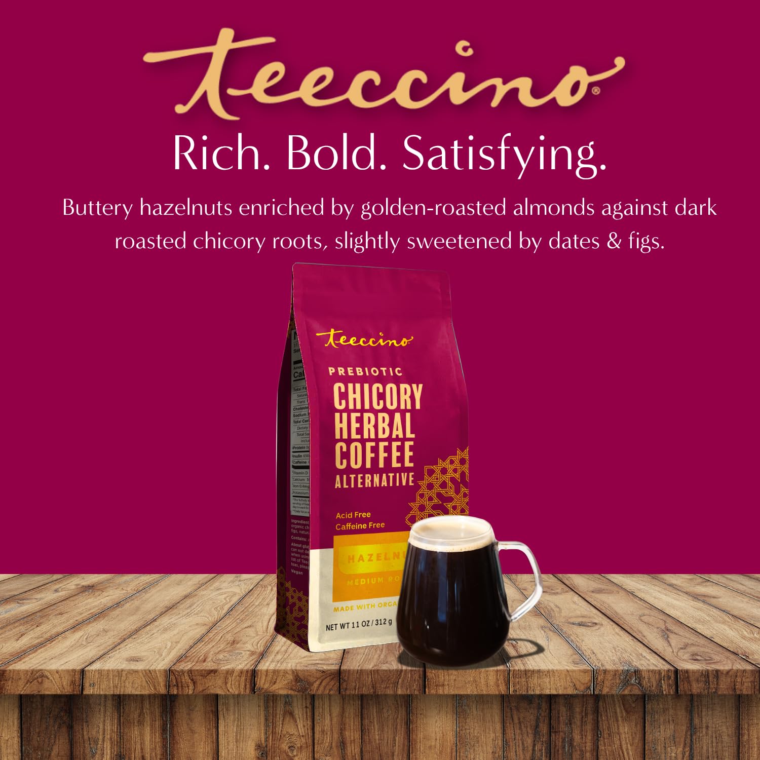 Scoop of Teeccino grounds on scale demonstrating easy portioning