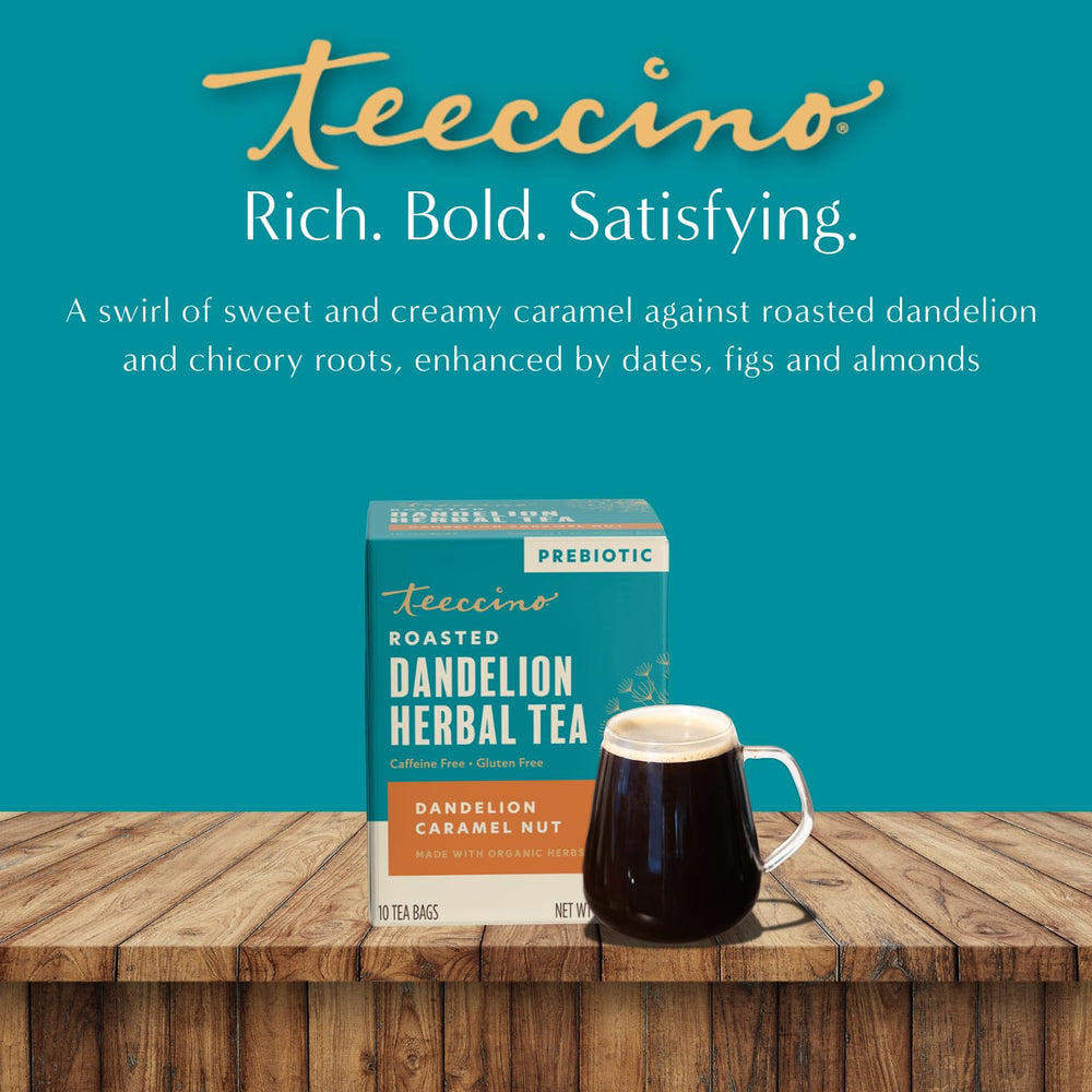 Teeccino iced pitcher with glasses for a refreshing chilled beverage option
