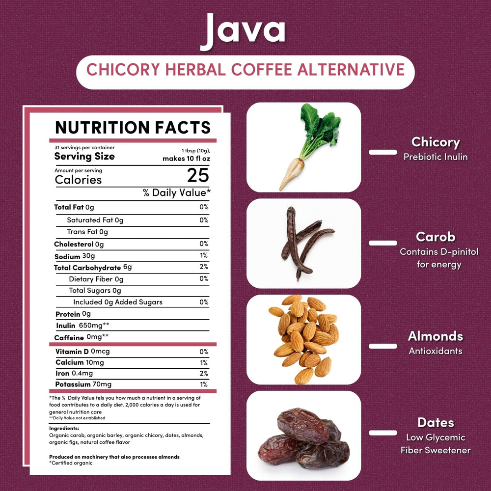 Teeccino open can revealing ground blend, helpful for texture inspection