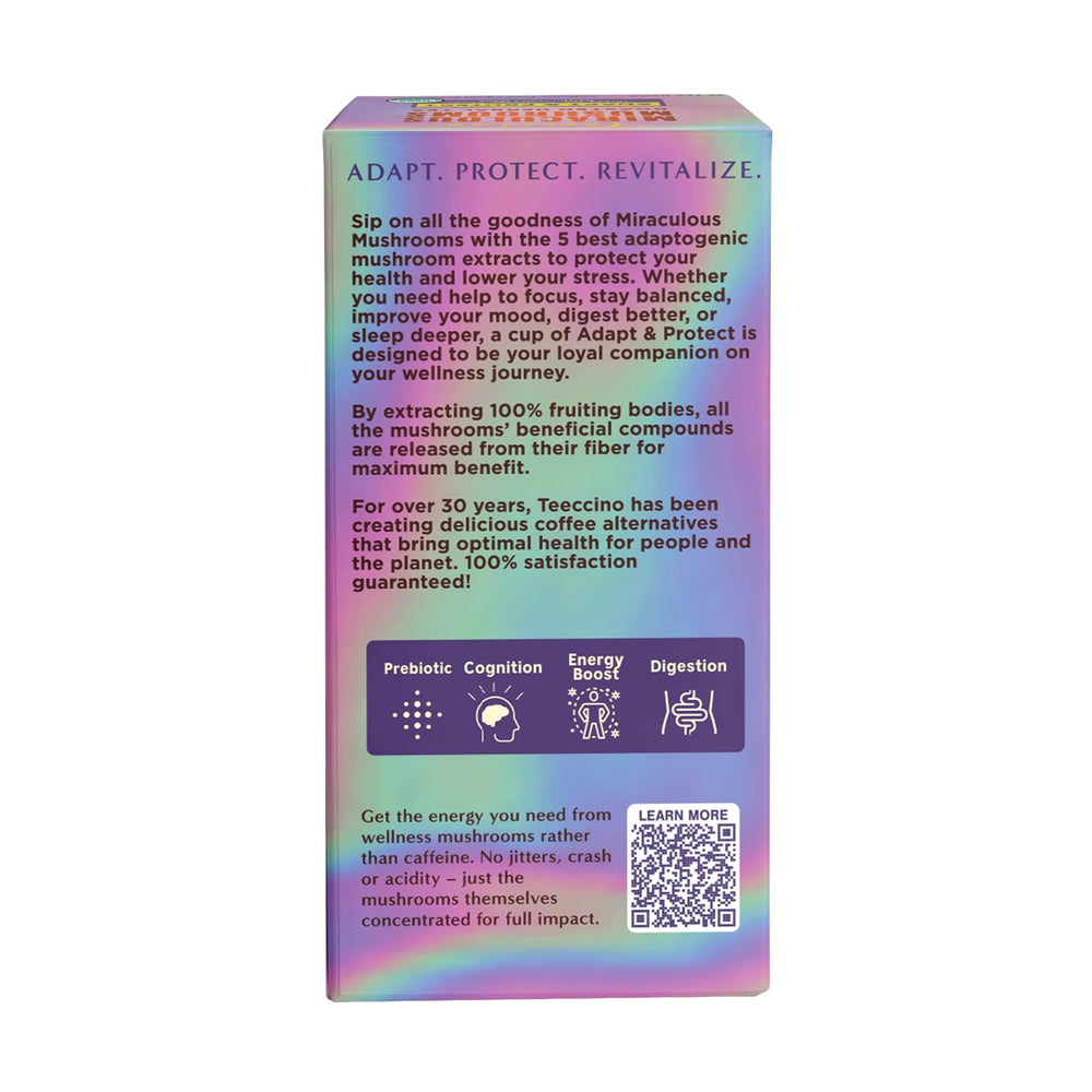 Teeccino label close-up showing ingredients and no-maltodextrin claim