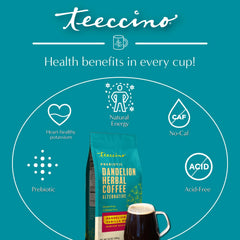 Teeccino scoop with grounds showing recommended measure and easy portioning