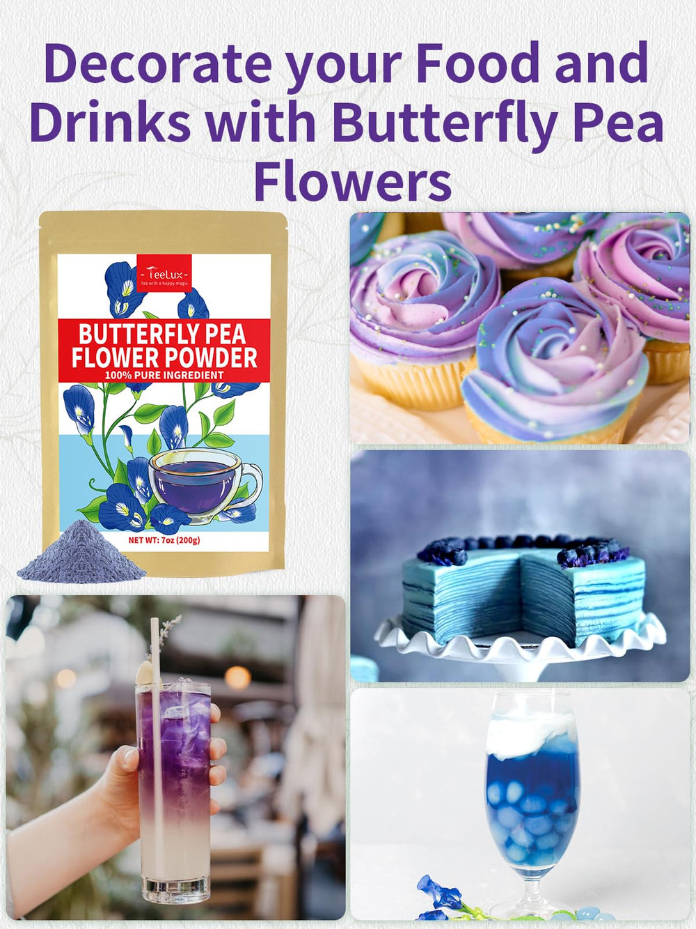 TeeLux used in baked goods with blue frosting showcasing natural food coloring benefit