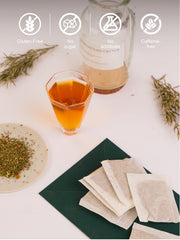 TeeLux brewed cup of tea steaming with nutty aroma and refreshing peppermint finish