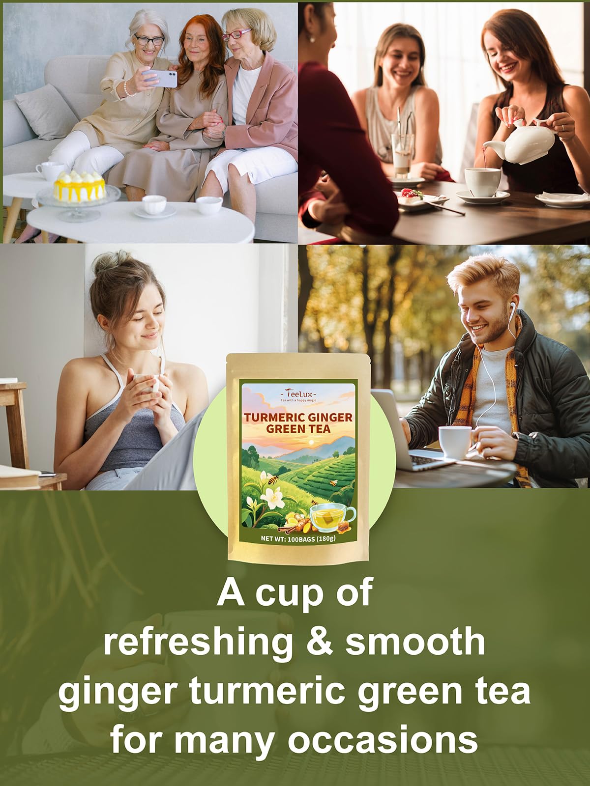 TeeLux tea served on a kitchen table in lifestyle scene, suggests everyday enjoyment