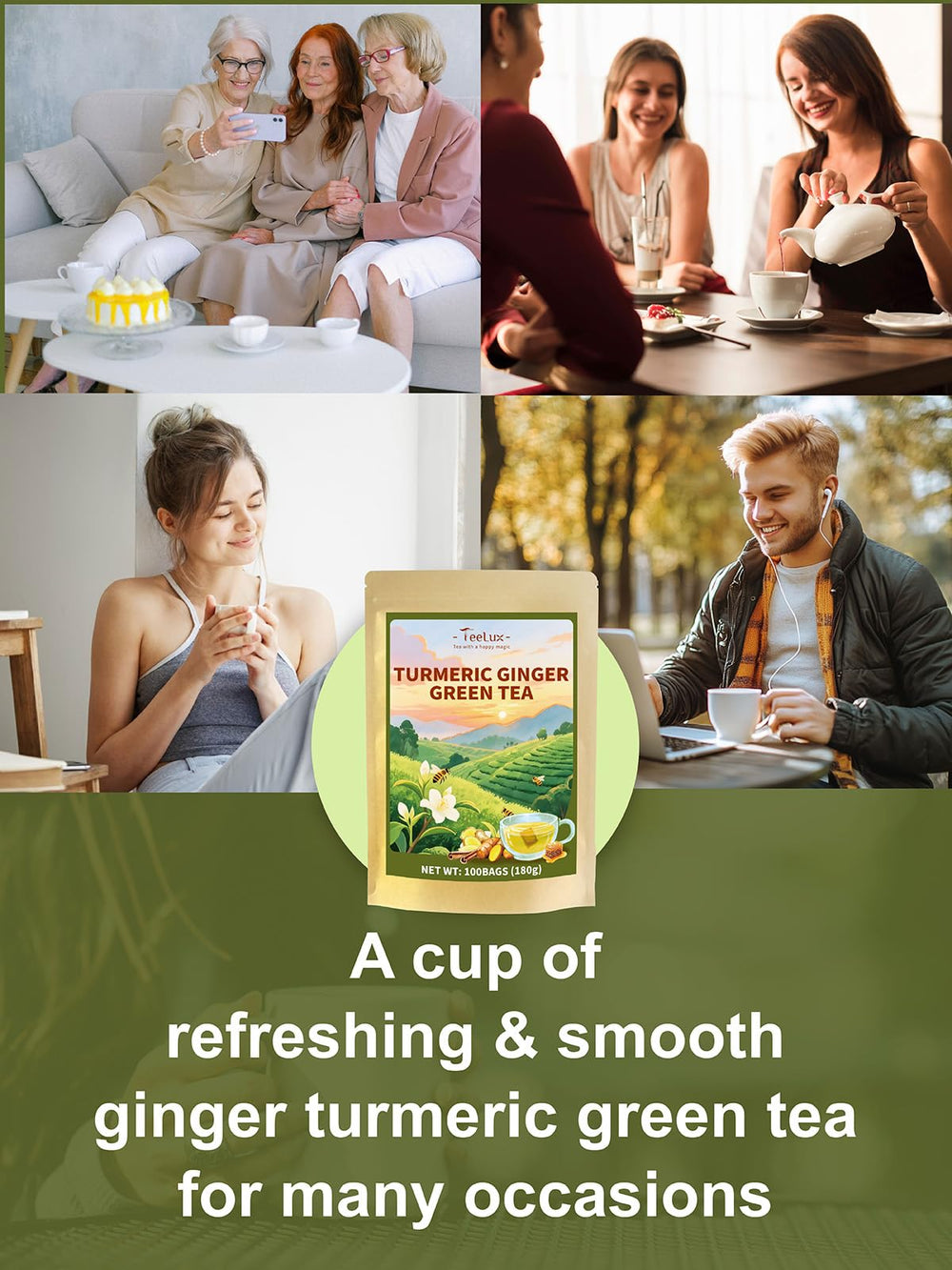 TeeLux tea served on a kitchen table in lifestyle scene, suggests everyday enjoyment