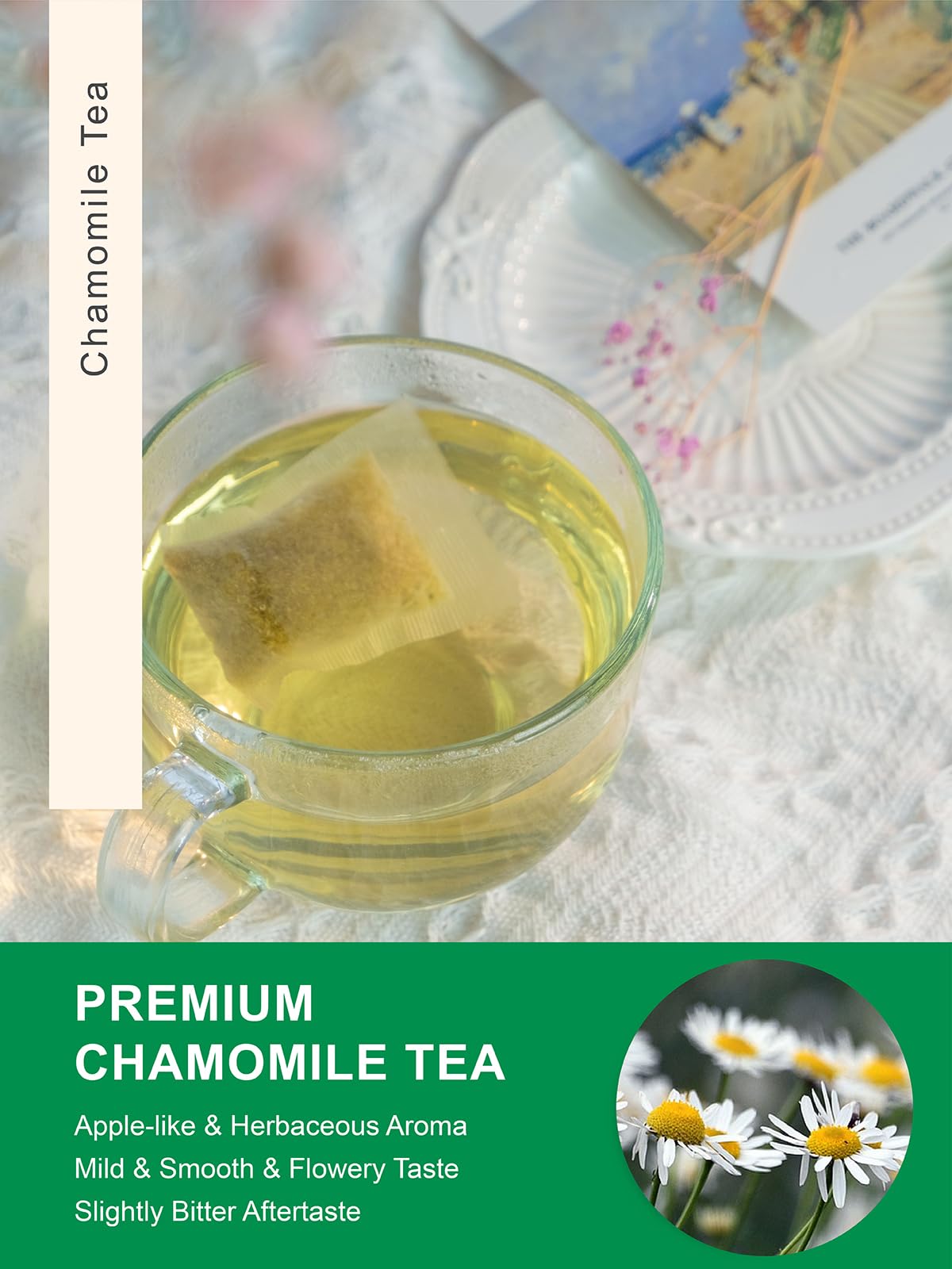TeeLux close-up chamomile flowers highlighting fresh floral quality