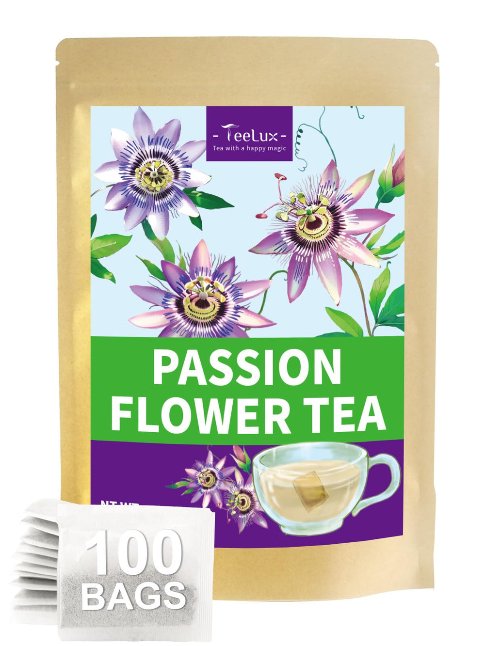 TeeLux front packaging showing 100-count pouch and branding for freshness