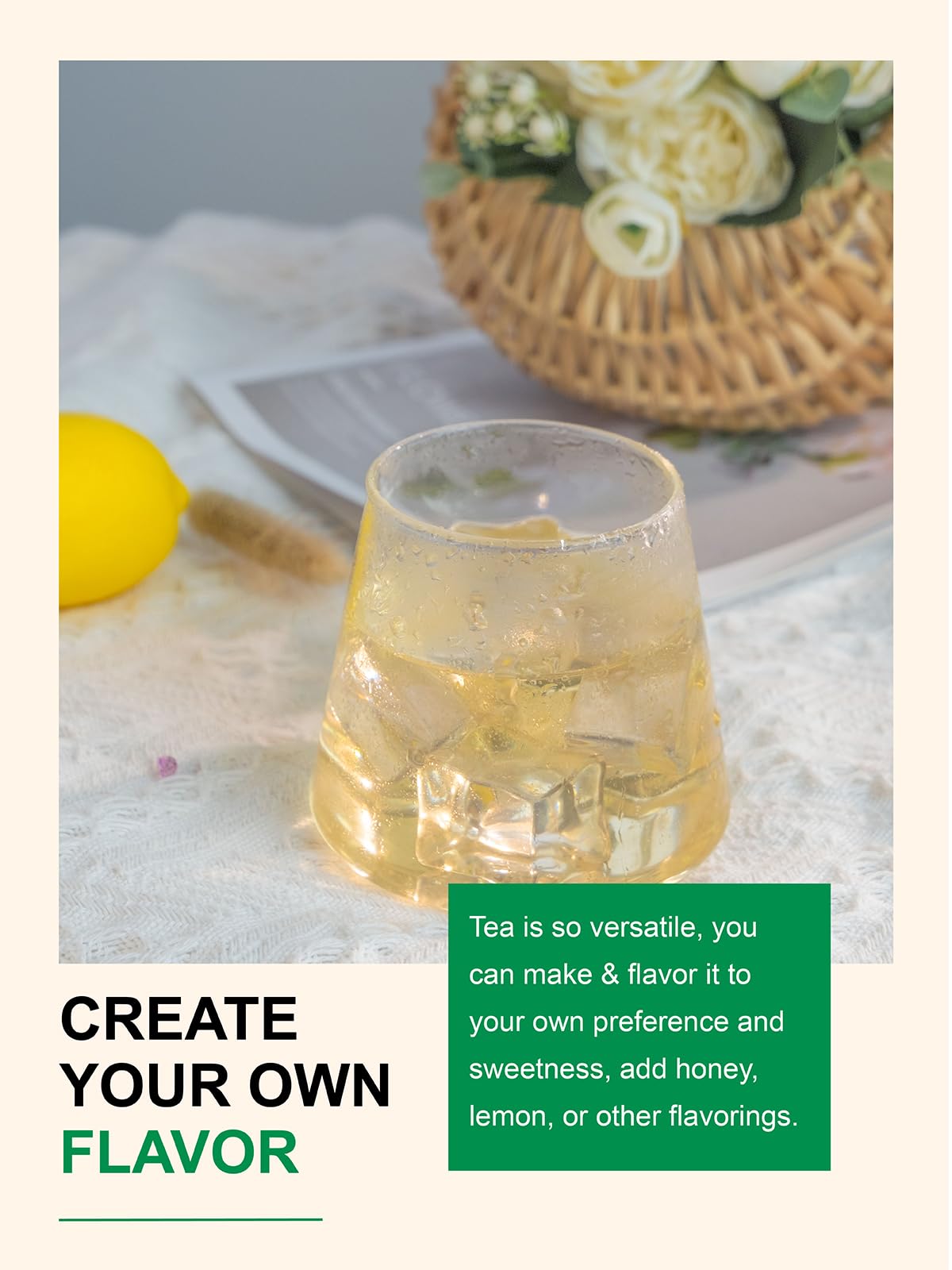 TeeLux served with honey and lemon illustrating customizable taste