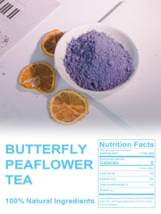 TeeLux tea poured into cup showing vivid blue color for striking beverage visuals