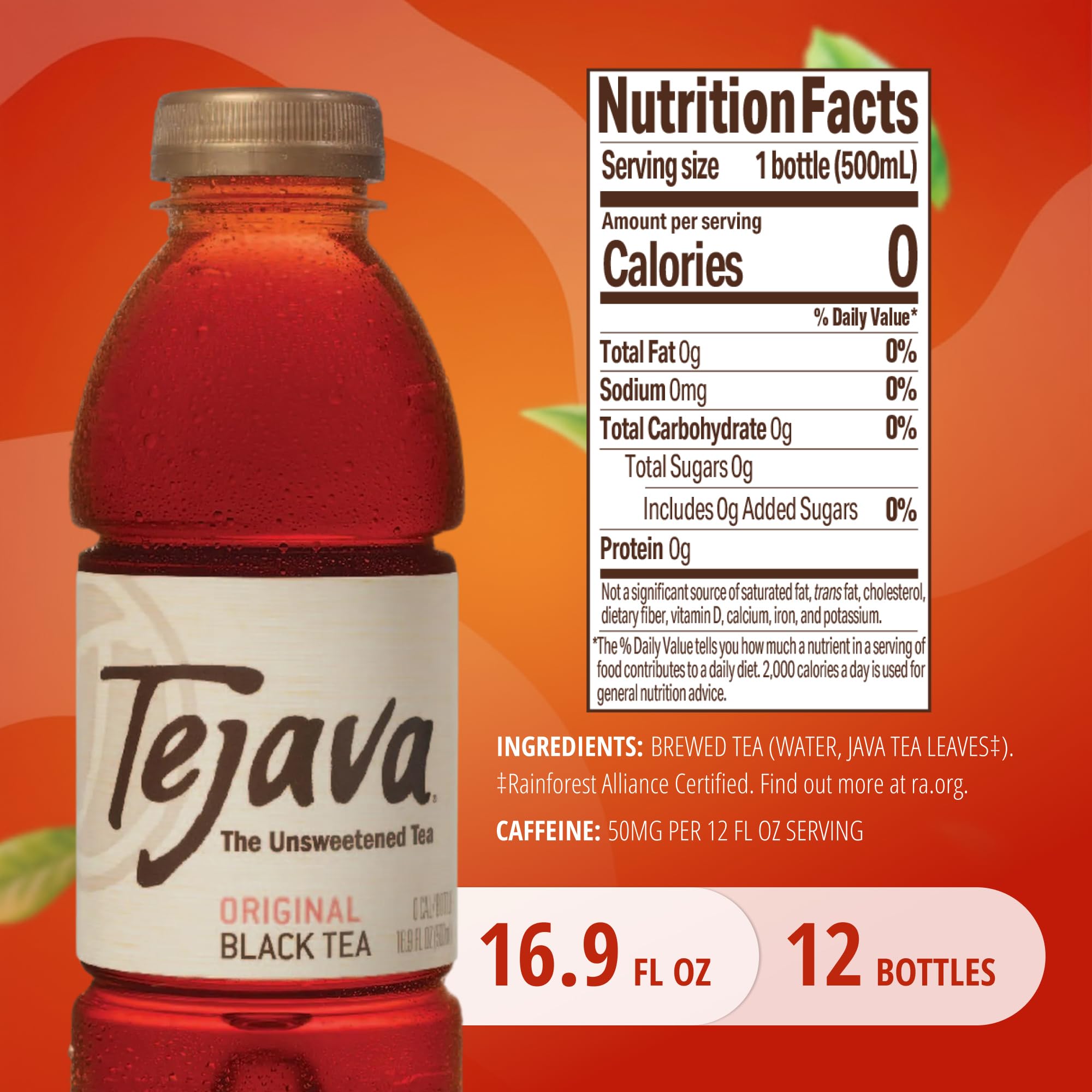 Tejava close-up of bottle cap and label highlighting product information and freshness