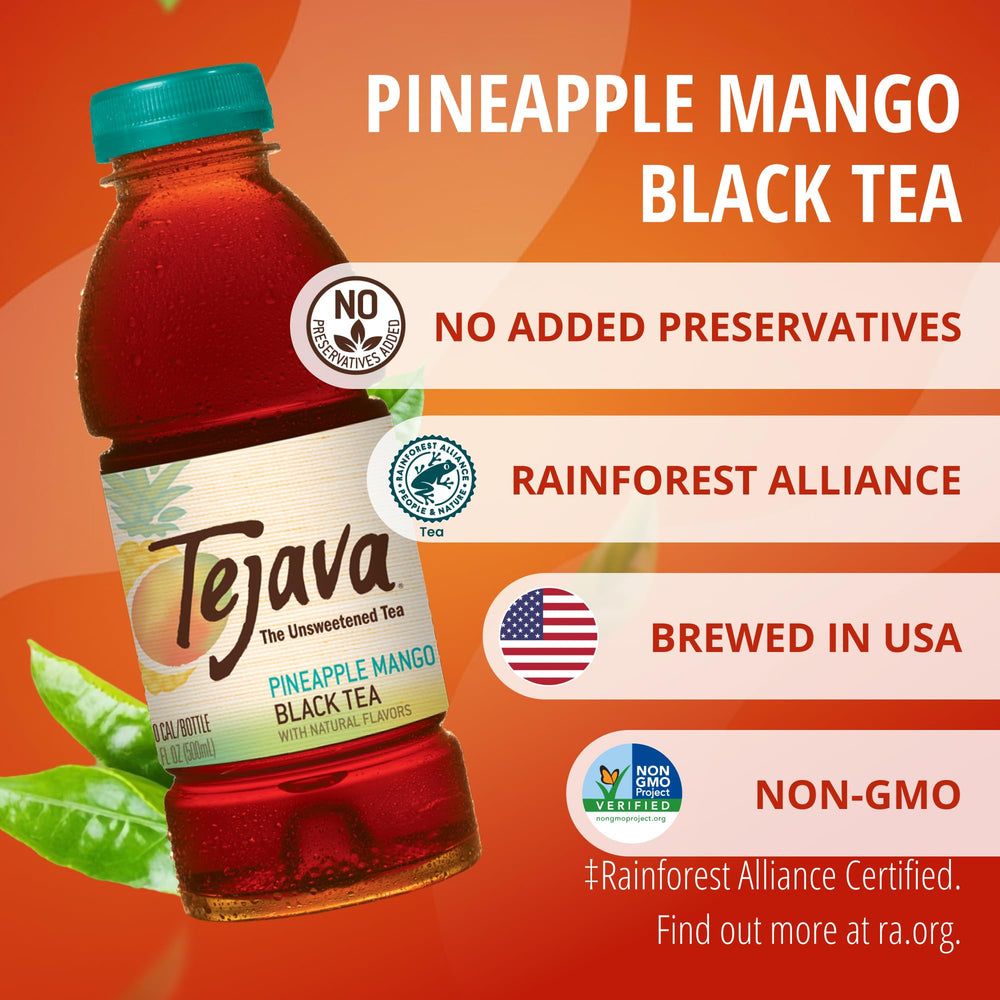 Tejava poured over ice in glass for a refreshing, low-calorie drink