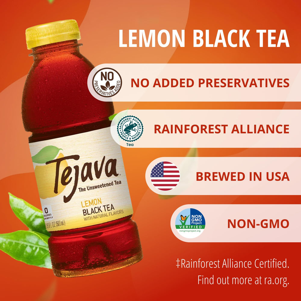Tejava lemon bottle side profile illustrating size and grab-and-go convenience