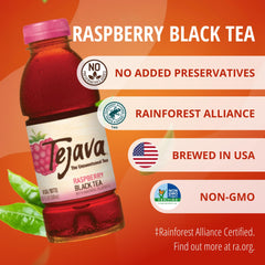 Tejava raspberry poured over ice in glass for crisp, refreshing hydration
