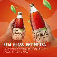 Tejava tea close-up showing deep black-tea color and true-to-tea taste