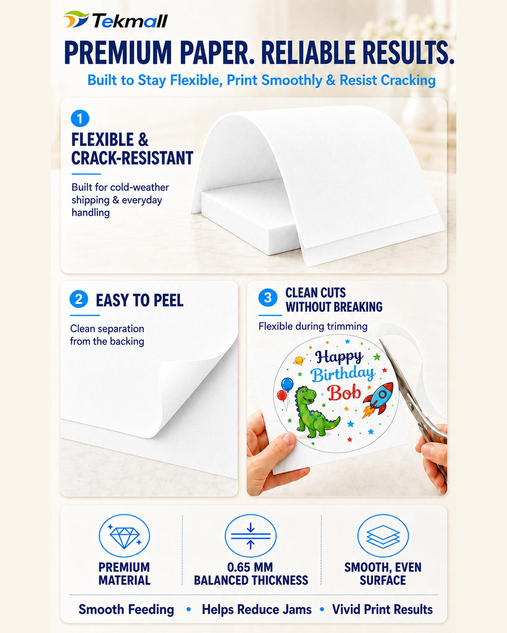Tekmall peeling backing from icing sheet for easy application to frosting
