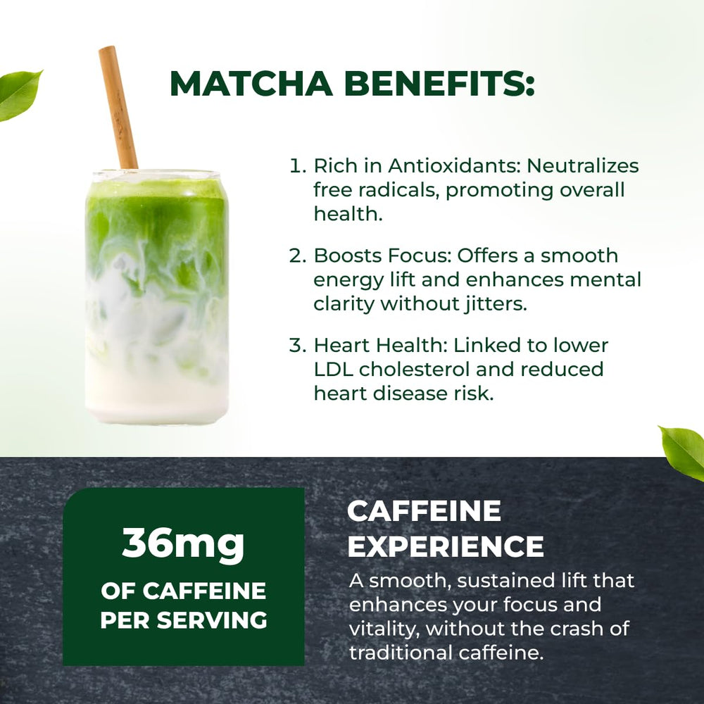 Tenzo matcha half-teaspoon portion on spoon showing simple serving size