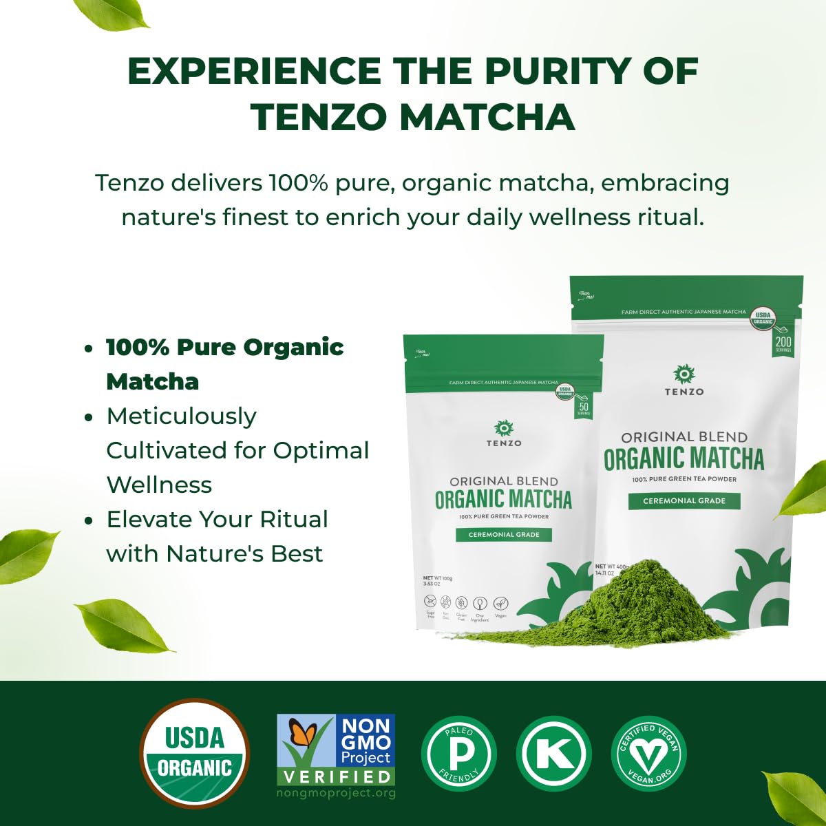 Tenzo matcha whisked latte in cup demonstrating creamy froth and ease of preparation