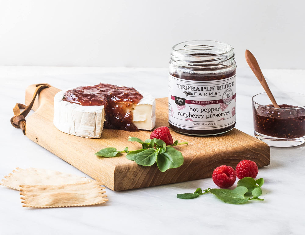 terrapin ridge preserve served on cheese board adding sweet-spicy contrast