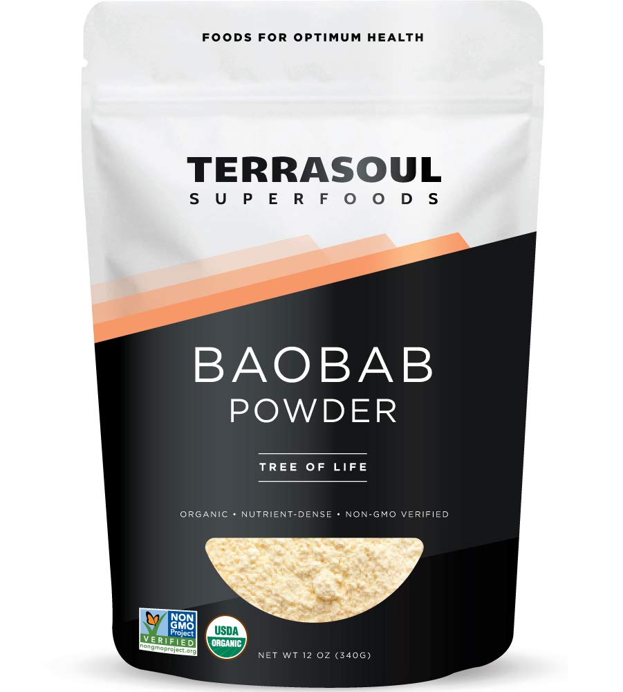 Terrasoul Superfoods front package of baobab powder showing label and size for clear product info