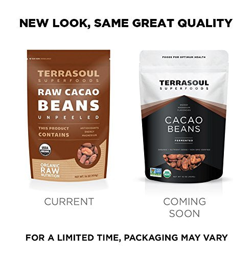 Terrasoul Superfoods bag beside a measuring cup showing 16 oz scale and clear organic label