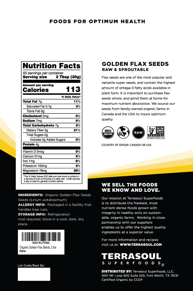 Terrasoul Superfoods close-up of golden flax seeds highlighting texture and freshness