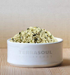 Terrasoul Superfoods hemp seeds blended into a green smoothie, adds protein and omega fats