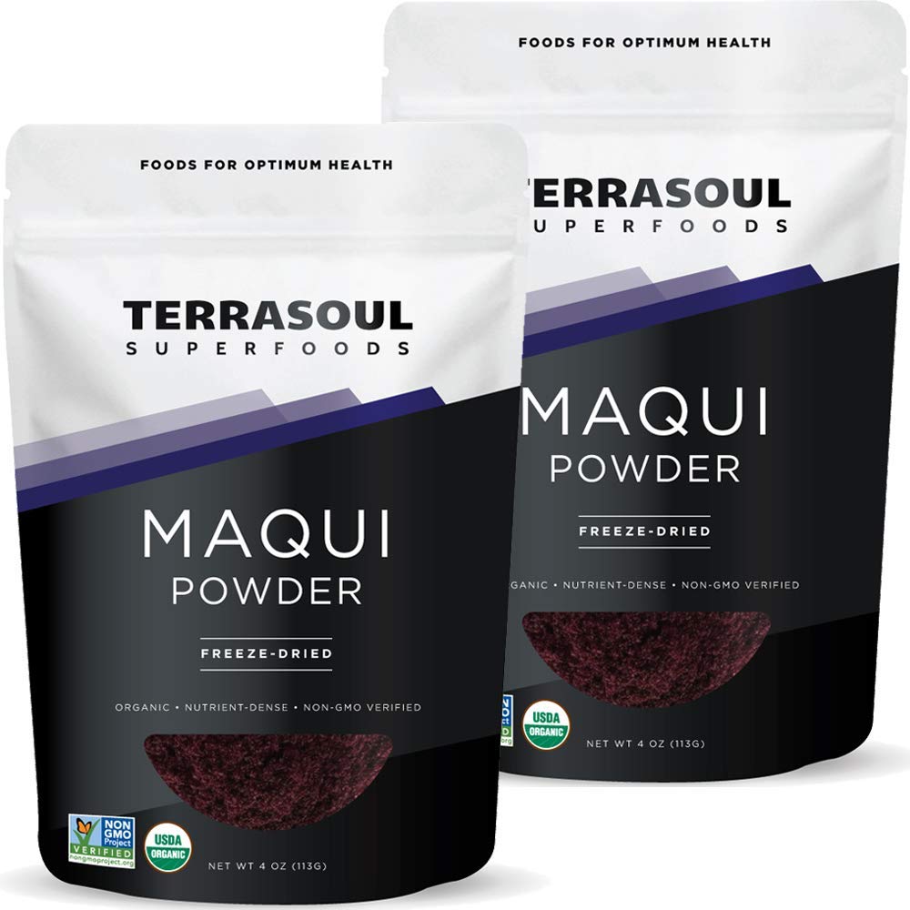 Terrasoul Superfoods front packaging showing two 4 oz pouches and clear branding for convenience