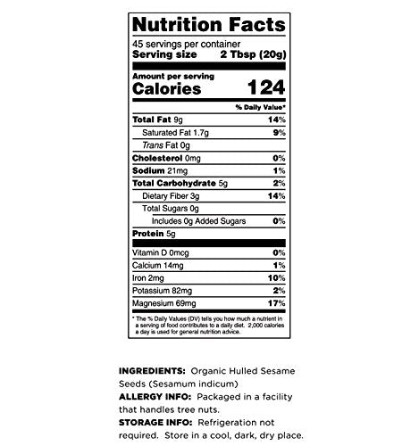 Terrasoul Superfoods sesame seeds beside measuring cup showing bulk six pound scale
