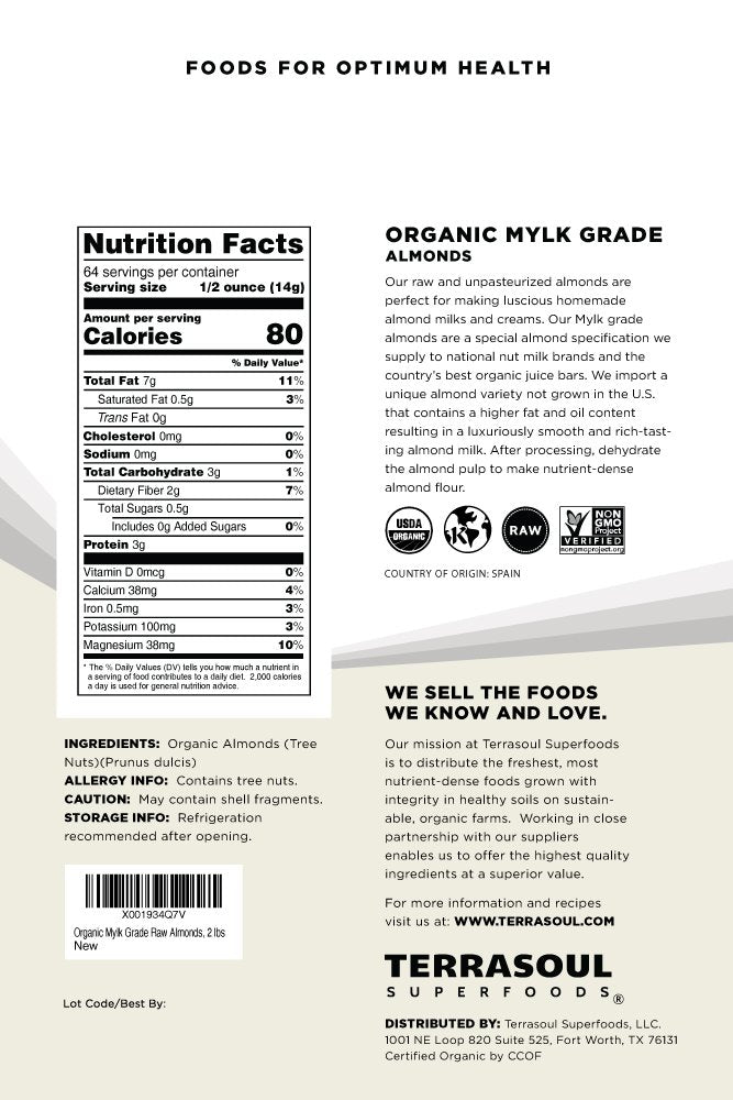 Terrasoul Superfoods almond kernels close up showing raw texture and fresh flavor