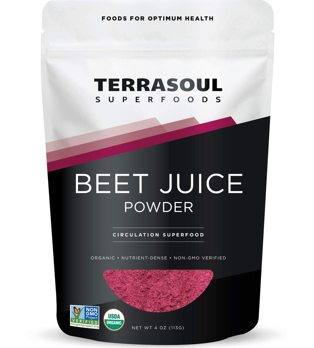 Terrasoul Superfoods pouch front view showing label and organic benefit