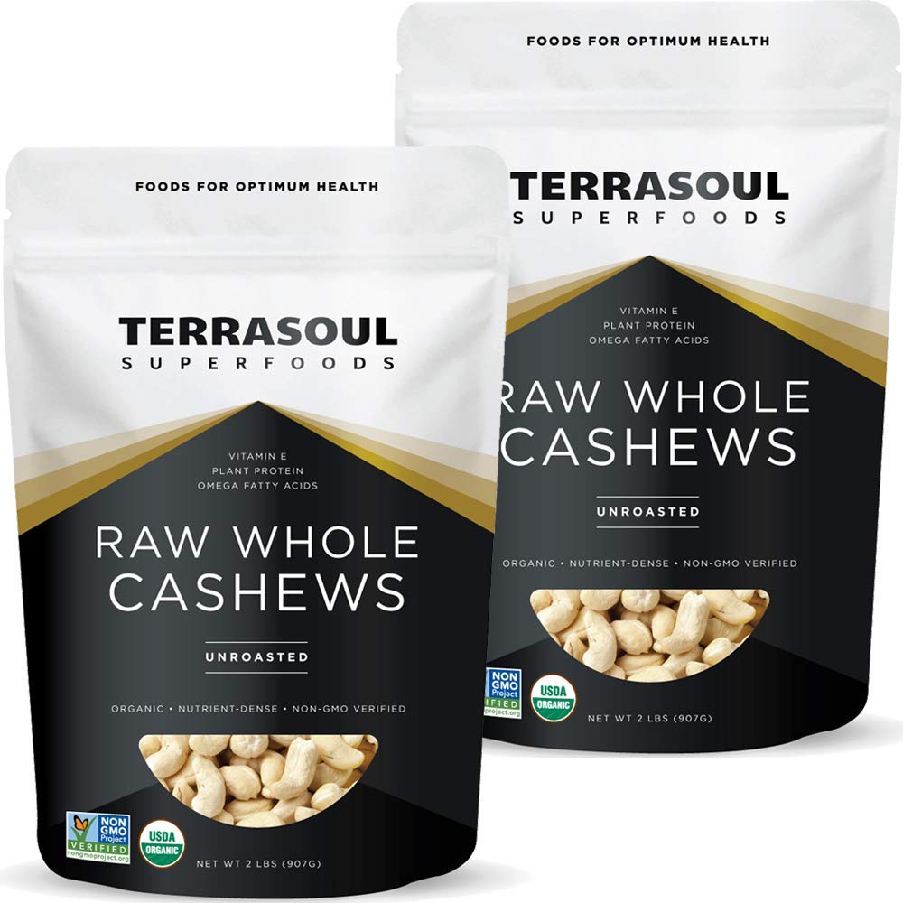 Terrasoul Superfoods front-packaging showing resealable bags and fresh cashews benefit freshness