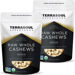Terrasoul Superfoods front-packaging showing resealable bags and fresh cashews benefit freshness