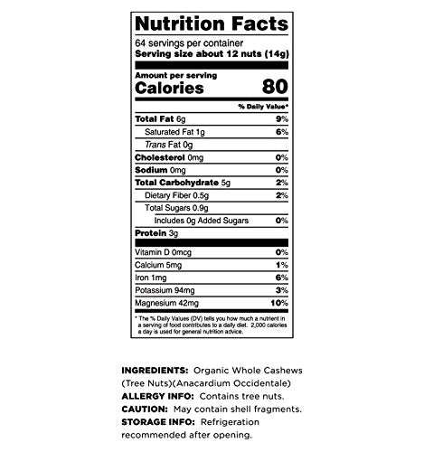 Terrasoul Superfoods cashews beside measuring cup showing two-pound quantity advantage