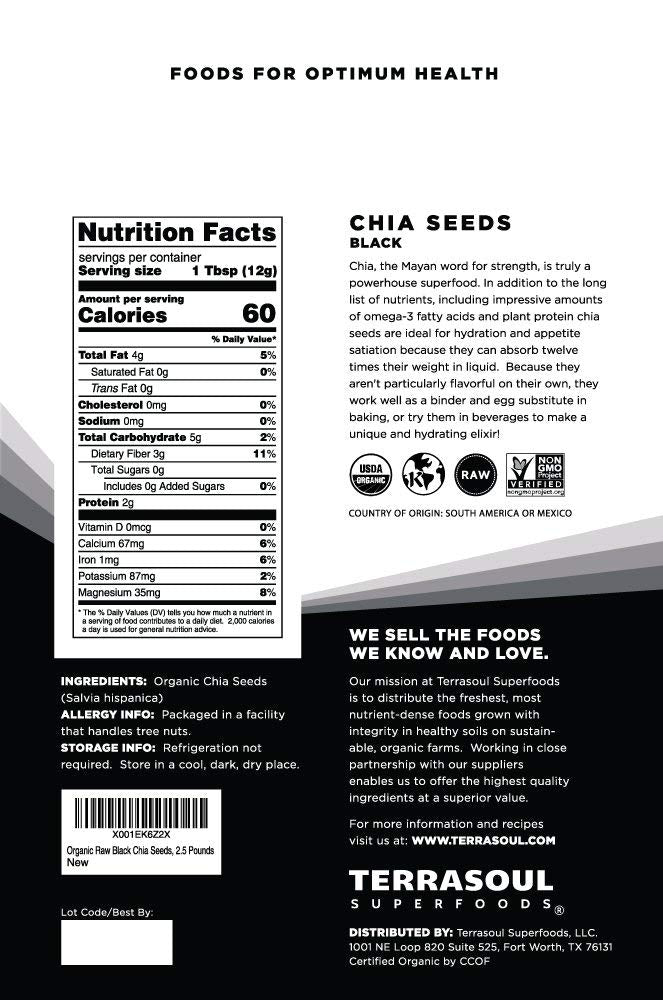 Terrasoul Superfoods close-up of black chia seed texture highlighting nutrient density