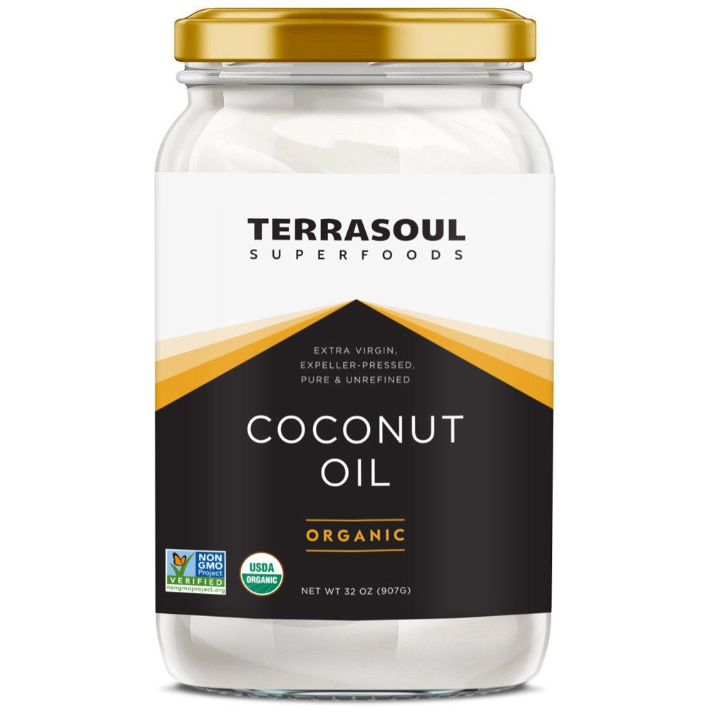 Terrasoul Superfoods glass jar front view showing label and organic seal, clear benefit