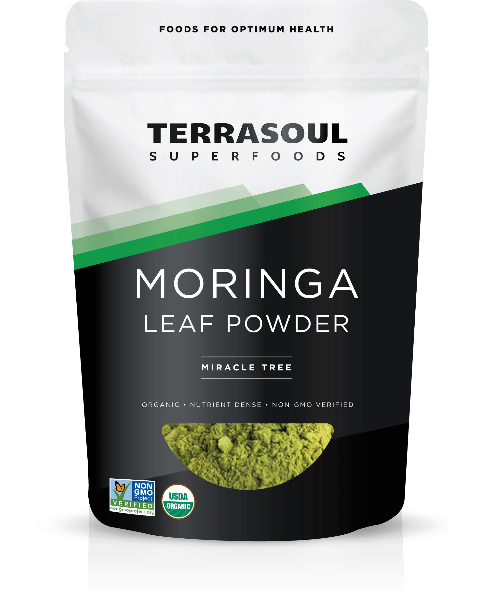 Terrasoul Superfoods front packaging showing organic moringa powder benefits